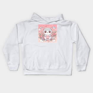 Cute cat with pink background Kids Hoodie